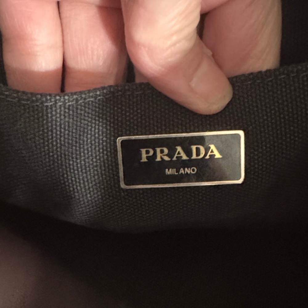 Medium. Prada Black Canvas Tote Bag - Picture 3 of 8